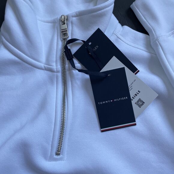 TOMMY HILFIGER MOCKNECK MONOTYPE ARCHIVE FIT SWEATSHIRT WHITE SZ XS - Picture 6 of 15